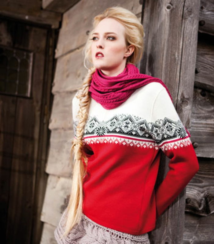 Norvegese maglione-rosso-bianco-rosato-sound-dame