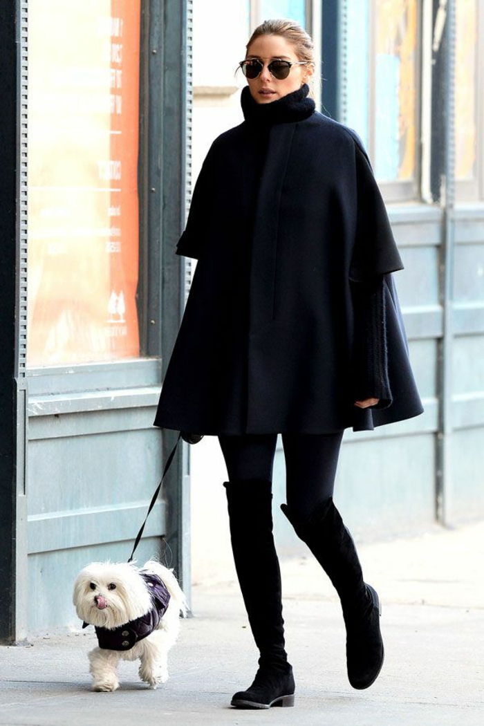Olivia Palermo elegant cape-Black Dog