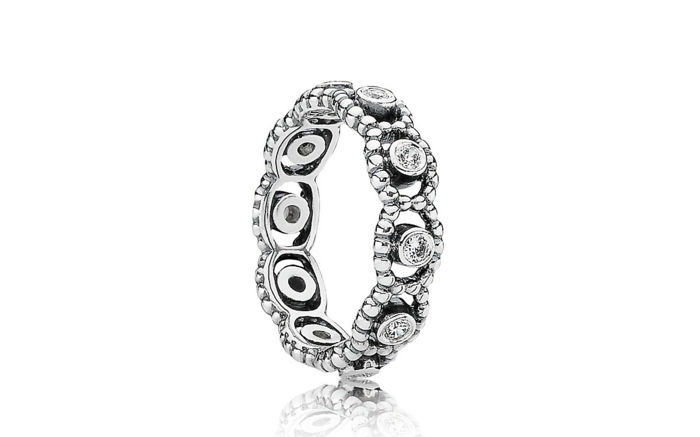 Pandora Ring srebrni prstani Okrogla oblika Kubični cirkonij