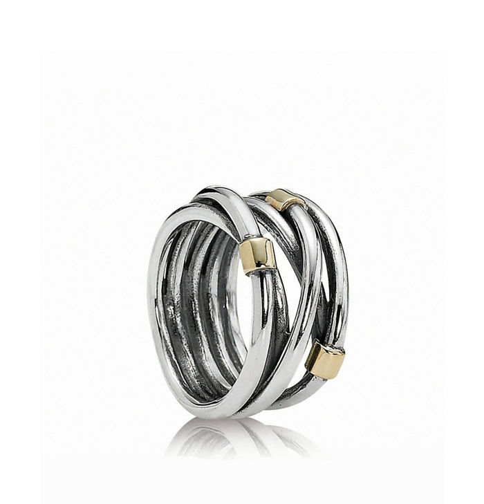 Pandora Rings Silver Gold Rope Model