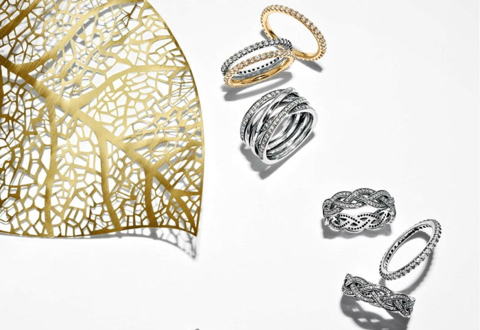 Pandora smykker-sølv-gull-ring-Zyrkonia