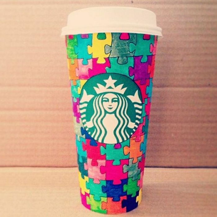 Kopper Starbucks fargerike puslespill mønster