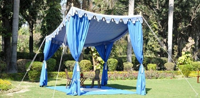 namiot z orientalnym niebieskie zasłony