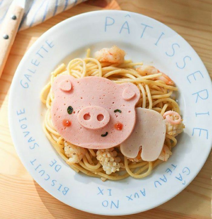 alimentos Pasta Pig Salami Engraçado Crianças