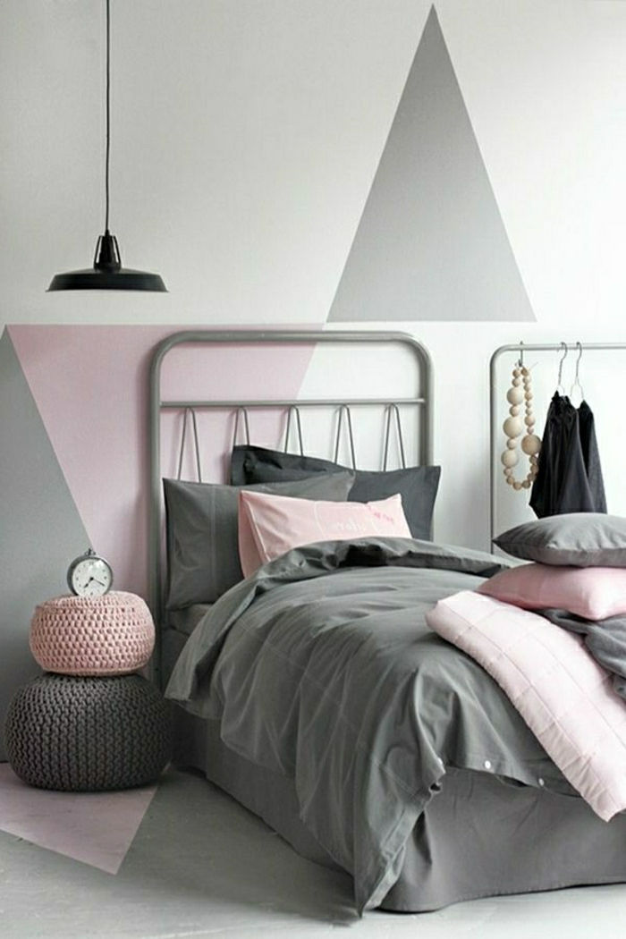 Pastel veggen farger fargepalett-farge design bed-trekanter