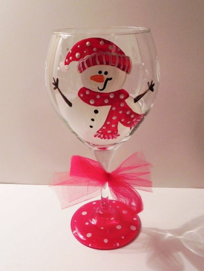 Rode wijn glas met decoratie Funny Handgemaakte kerst