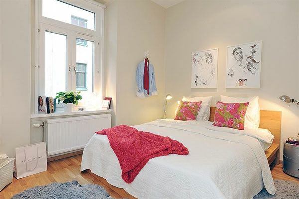 Naj spalnico v skandinavski-style večje posteljne om-center karikatur-on-the-stene kot ideja design