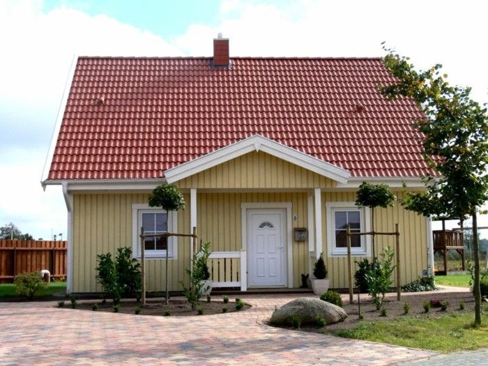 Szwecja House-żółto-dom-z werandą