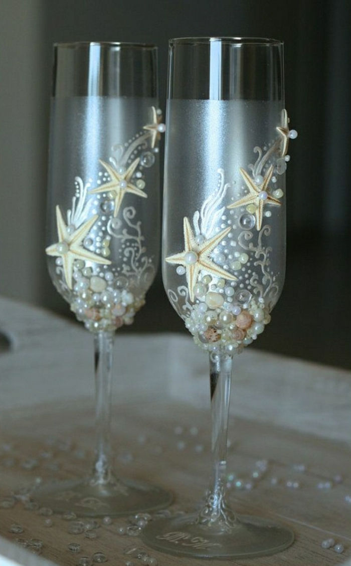 Champagne očala Pearl okrasni kamni Starfish