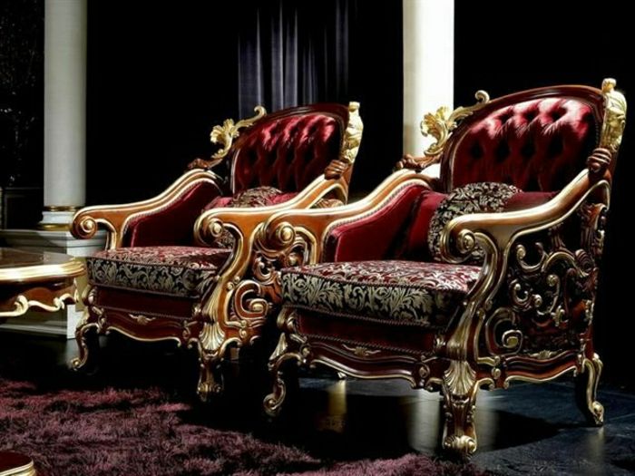 Cadeira de vinho-barroco vermelho-dourado estilo tapete macio atmosfera requintado