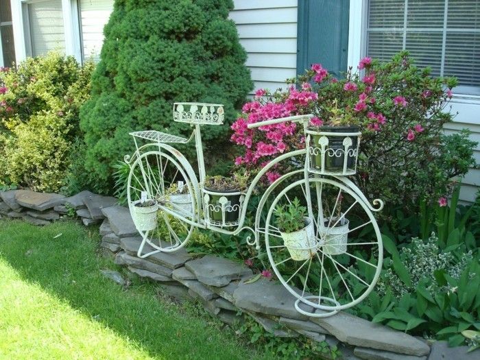 vasos de plantas chique gasto do jardim da bicicleta