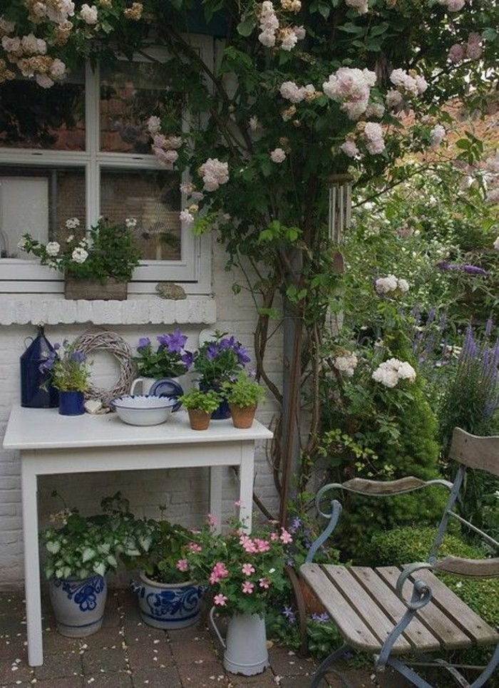Chique gasto Jardim rosas escalando-bonita-jardim-design
