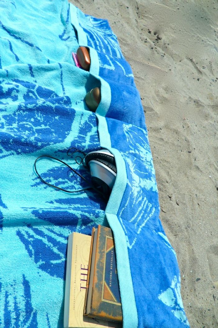 Letné pláž uterák modré vrecia-tvorivé