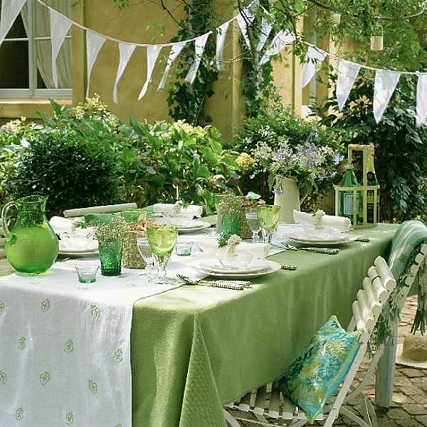 Summer Party Tabuľka dekorácie-in-bielo-zelenej farby