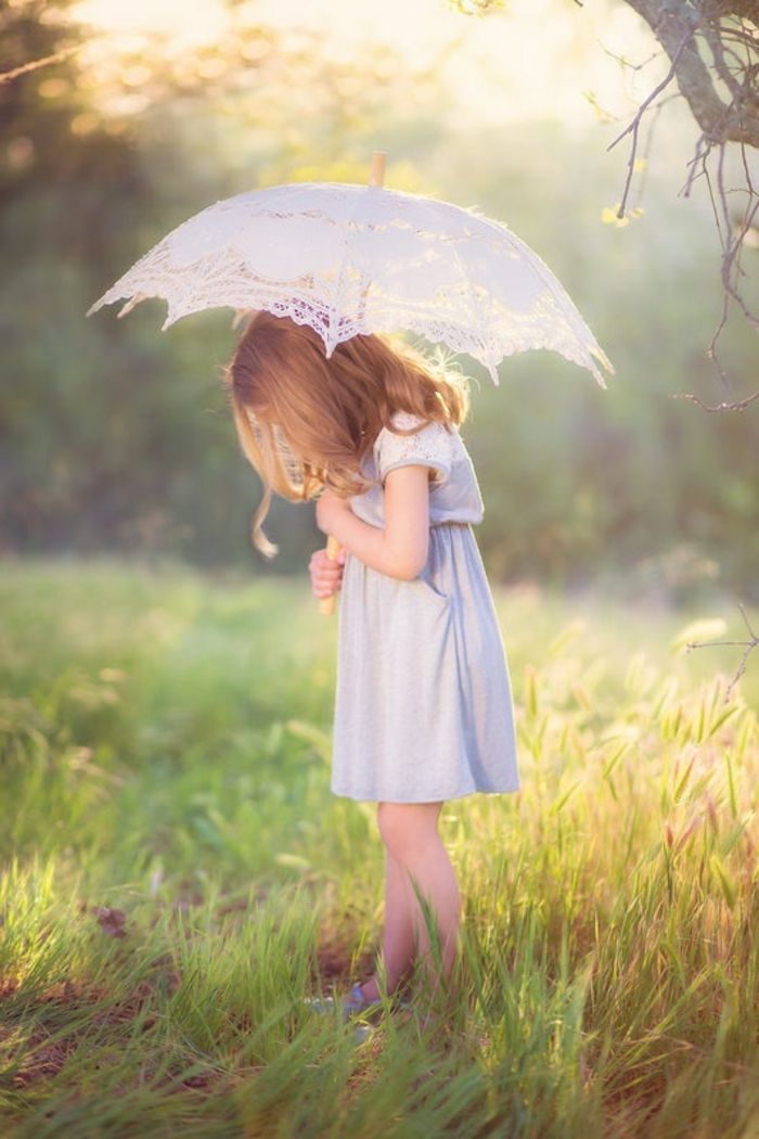 Walk-in floresta menina romântica-modelo guarda-chuva-kids
