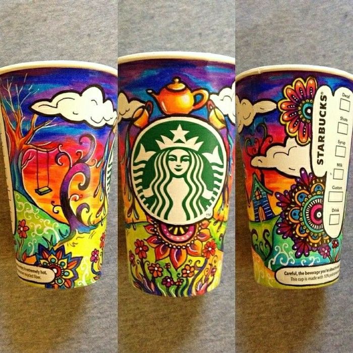 Starbucks kopper fargerike tegninger-skapende