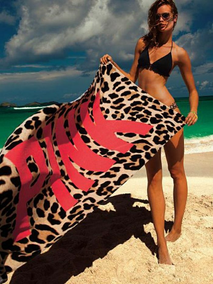 Toalha de praia Leopard-Pink rótulo de estilo padrão