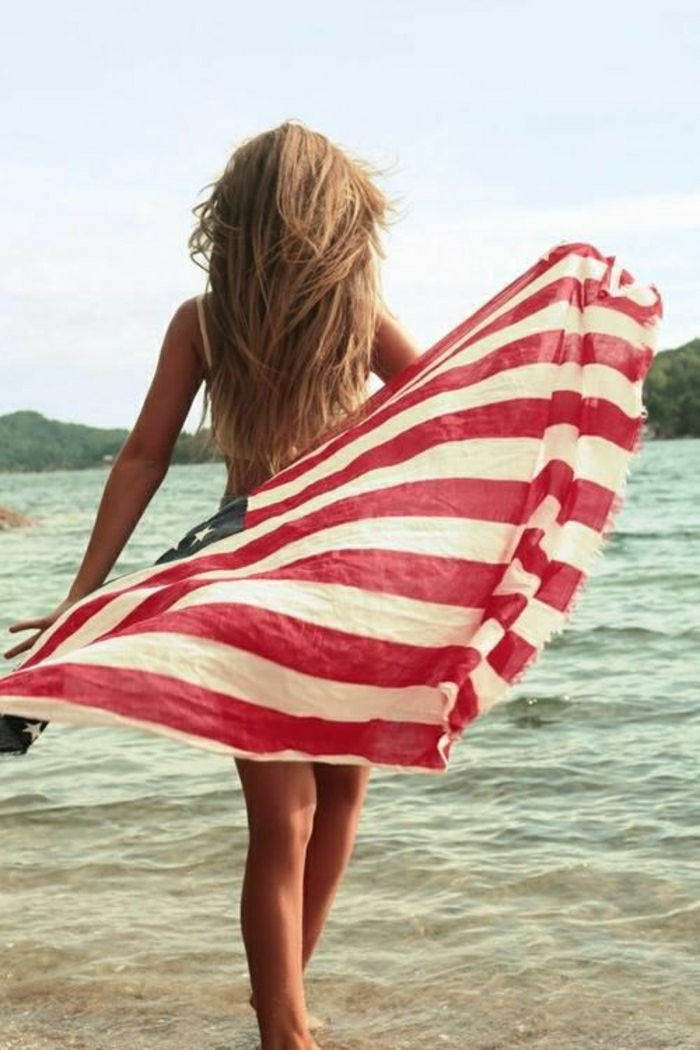 Plaj havlusu-Amerikan Bayrağı Desen