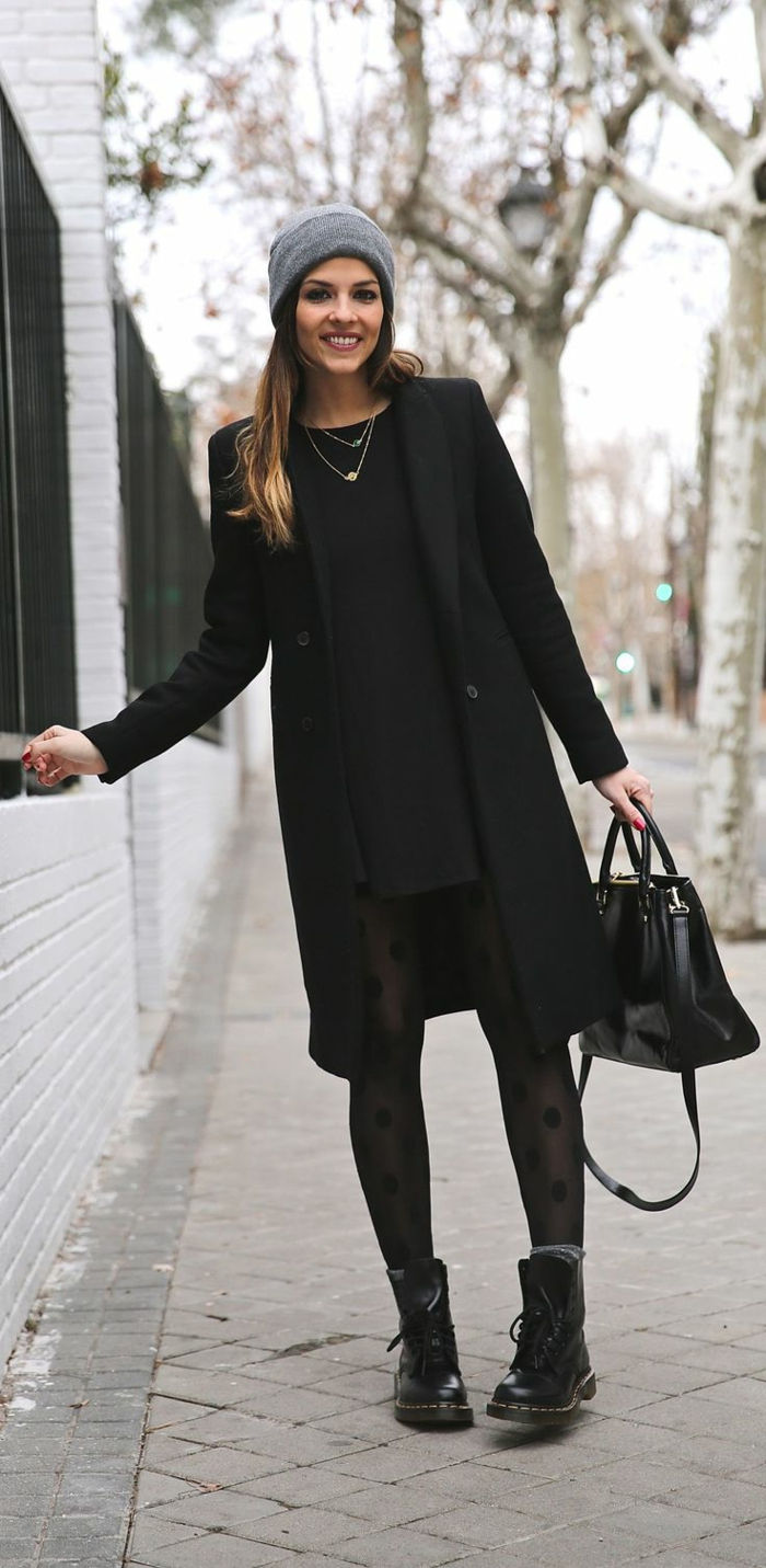 Street fashion winterjas dames zwart-klassieke model