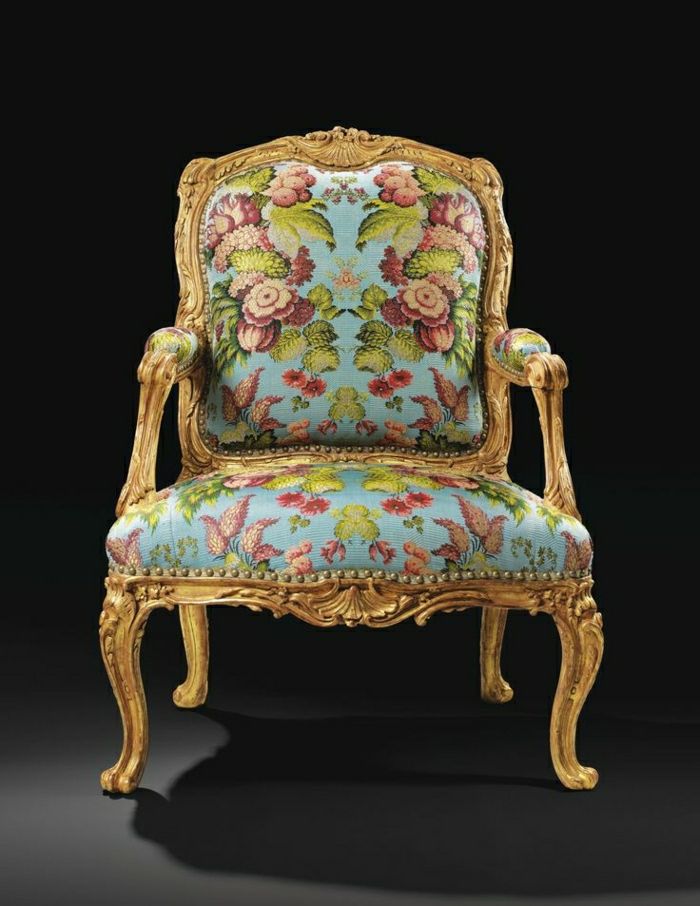 Têxtil-cadeira dourada frame flowers estilo barroco