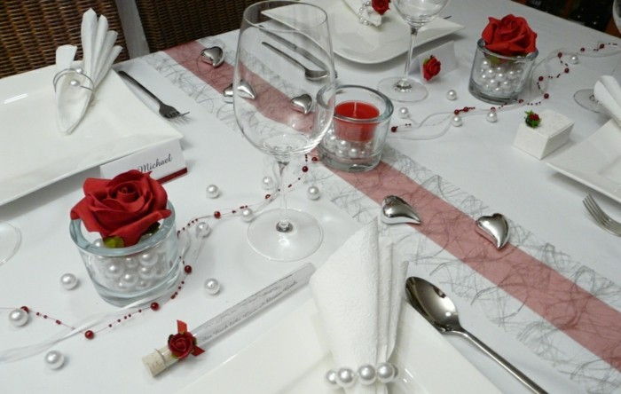 Stalo papuošimas sidabro vestuvių modelis stalo-of-tischdeko-online-raudonos spalvos