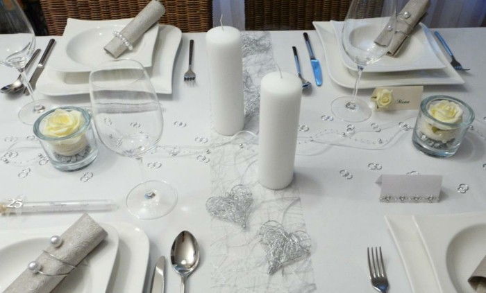Stalo papuošimas sidabro vestuvių modelis stalo-of-tischdeko-Online-silbere-širdis