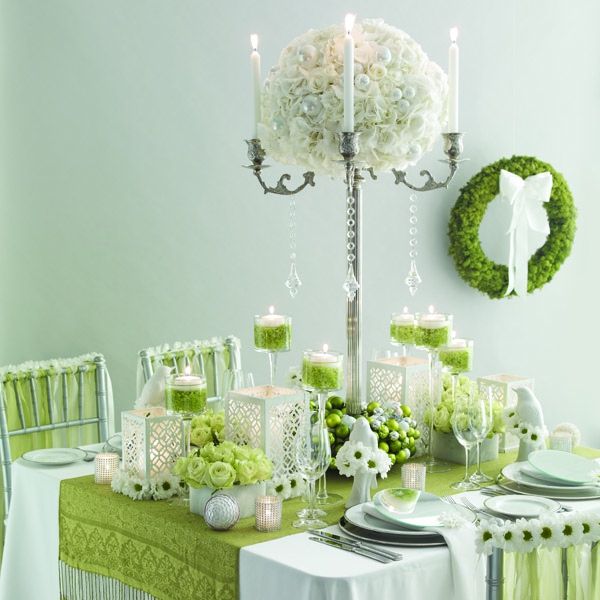 Tabella decorazione-in-bianco-e-verde sfera di colore Strauss