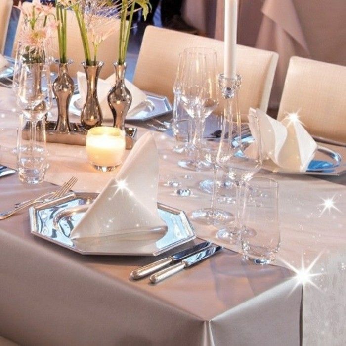 Stalo papuošalai sidabras vestuvių-of-tafeldeko-gläntzend