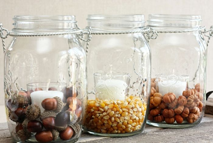Bolota, use grãos na preservação de frascos de decoração