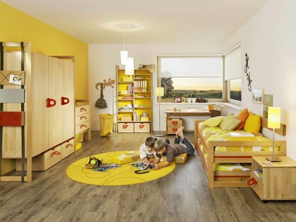 geltonos Vaikų dizainas medinės grindys kilimas