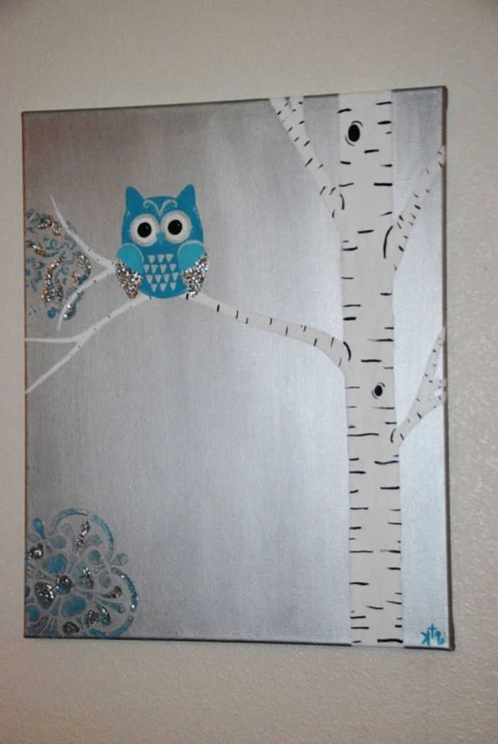 murale abstract albastru Owl cool Canvas Print