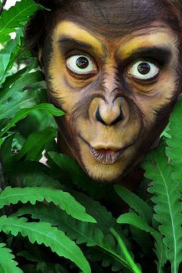Małpa-makeup-bardzo-cool patrzenia
