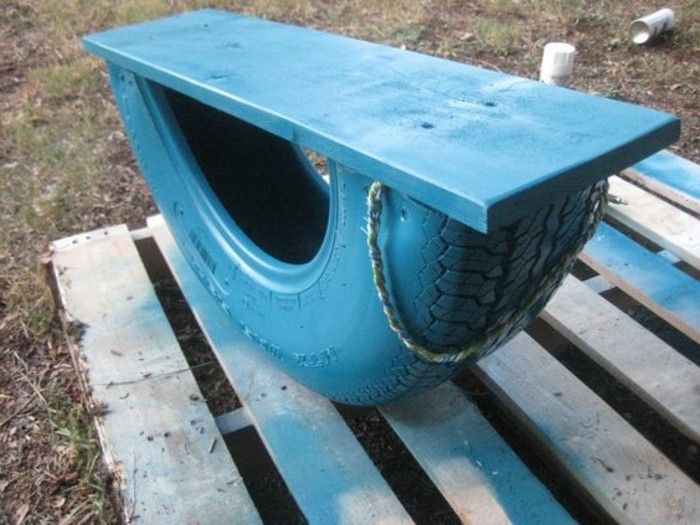 rabljene pnevmatike recikliranje kul in modro-vrtno pohištvo