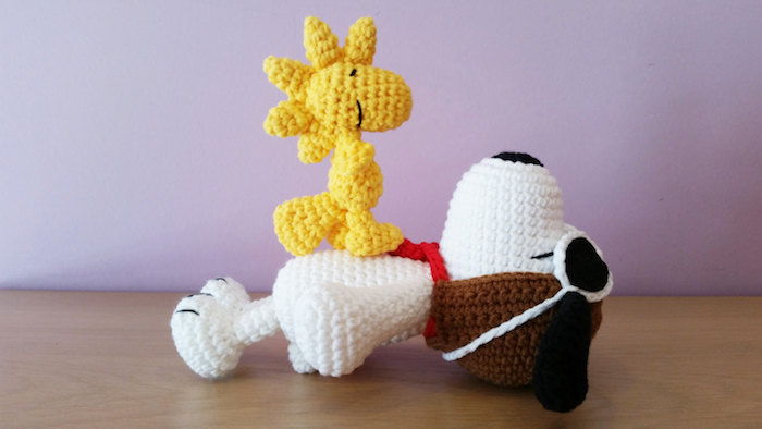 Snoopy um cão fora da série de animação de crianças e crochê seu amigo amuleto da sorte