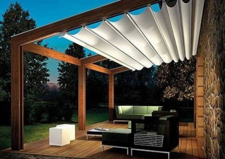 pergolė-medienos stogo medžiaga-Chic-kilnus-terasa-naujas, modernus dizainas, stumdomas stogas
