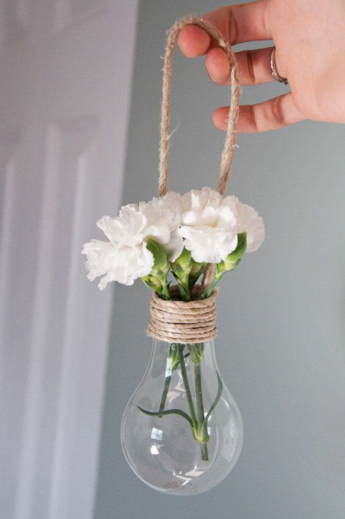 çekici-deco vazo ampul-beyaz çiçekler