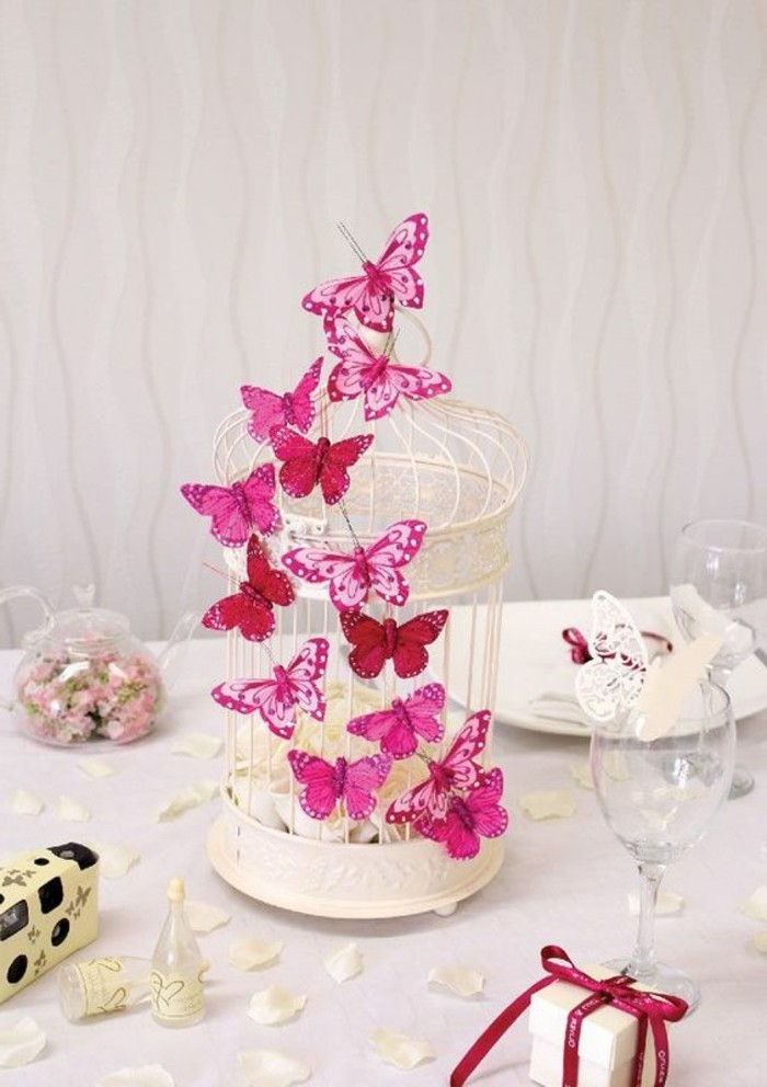 Fancy stalo papuošimas-su-rožinė drugeliais