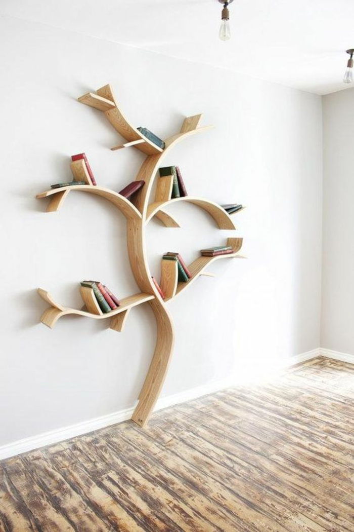 Knjižna polica-lastno-build-drevo steno polica-od-les-diy-ideje-kreativno-stena oblikovanje