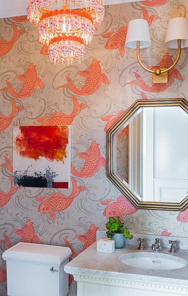 badrum design-design-wallpaper-idéer-designer wallpaper-med-fisk tapet design