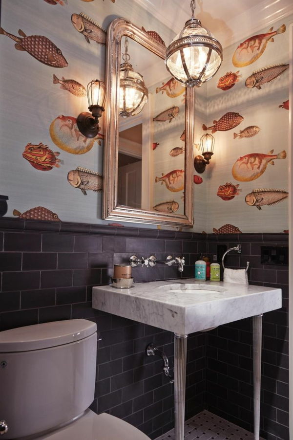badrum-idéer-design-wallpaper-idéer-designer wallpaper-med-fisk tapet design