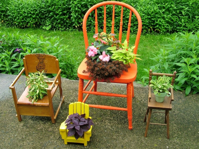 blomkrukor själv formning dekoration idéer stolar i inredning omvandla gul orange trädgård
