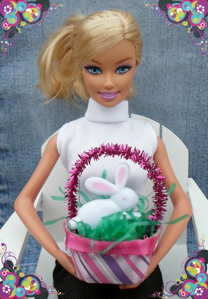 Barby bábika s košíkom zhora - Veľkonočné remeslá s vaječnou kartónovou krabičkou