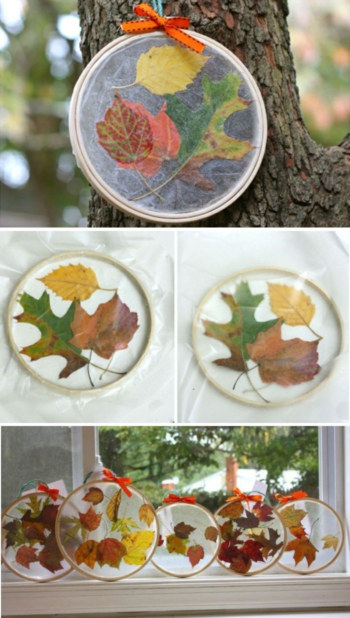 obręcze do haftu, zdjęcia okien jesieni, dekoracja jesienna, łuk pomarańczowy, jesienne liście