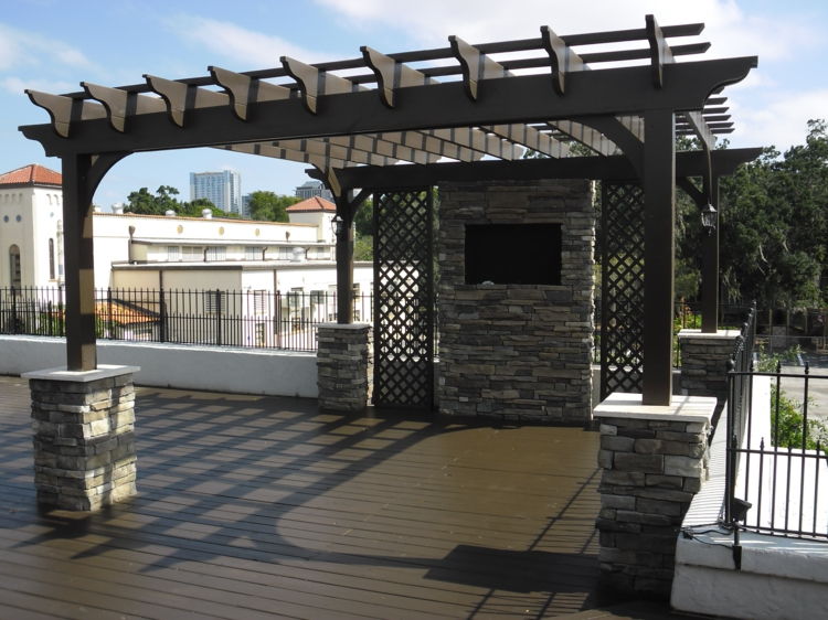 pergolė-medienos stogo madingas prašmatnus modernus, naujai terasa-sodo plotas dizainas
