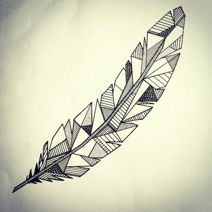 Tatoveringer bilder-mest populære tatoveringer Feather tatovering med geometrisk struktur