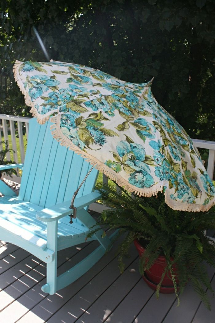 Modra Stol vintage vrtni dežniki-prenosni model za mizo ali stol