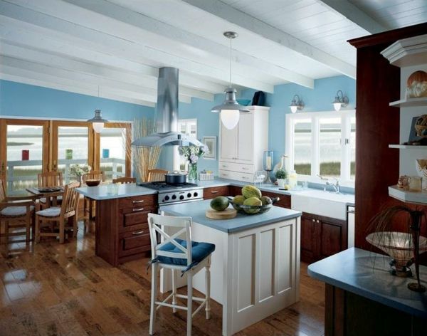 bucătărie frumoasă în culoarea albastră - stil de țară