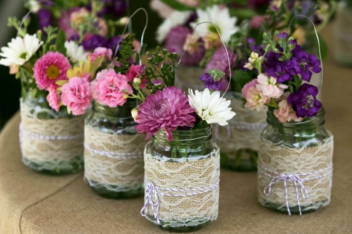 blomkruka överblown gör idéer glas spets dekoration för blommor rosa lila vitblå dekoration