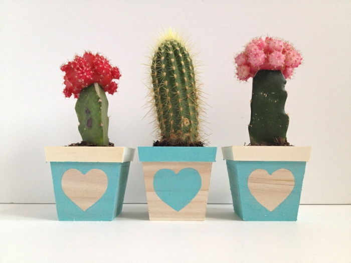 flowerpots balkong square design idéer flowerpot design hjärtan måla på trä krukor kaktus