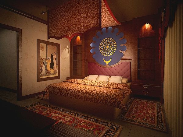 rjava zasnova za lepo orientalsko spalnico